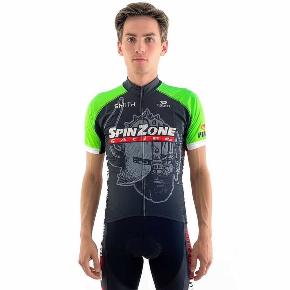 Sugoi SpinZone Racing‎ Cycling Jersey Men’s Medium Black Green Red Full Zip